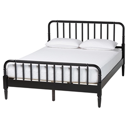 Baxton Studio Braith Farmhouse Black Spindle Wood Queen Size Platform Bed